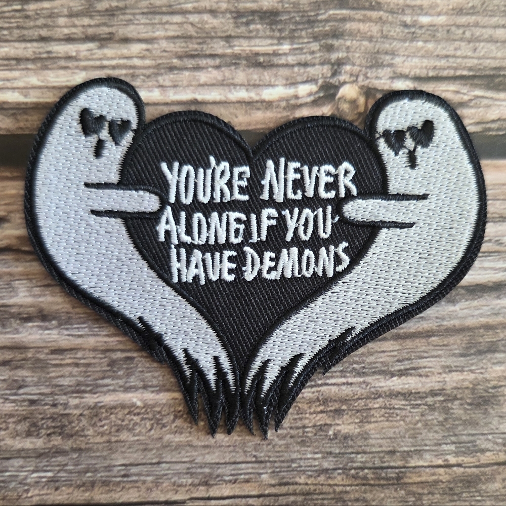 You're Never Alone If You Have Demons Emo Ghosts Heart Embroidered Iron on Patch